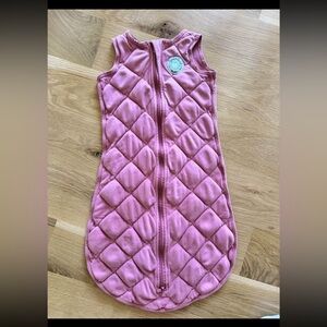 Pink Quilted Baby Sleep Sack Swaddle - Sleeveless Zipper Pajama